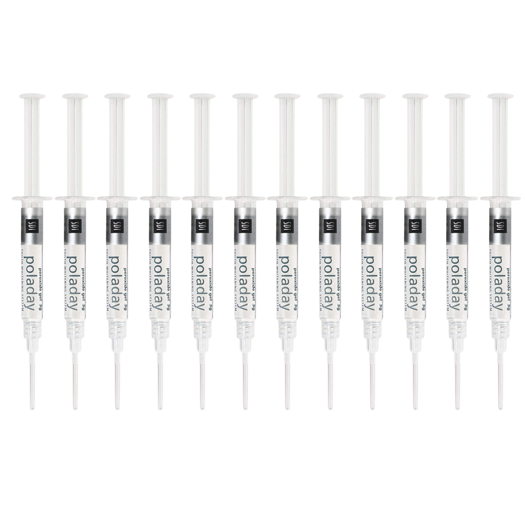 Pola Day 9.5% Hydrogen Peroxide Gel: Teeth Whitening Gel 1.3ml Refill Syringes Advanced Tooth Whitening System with Clear Zipper Pouch