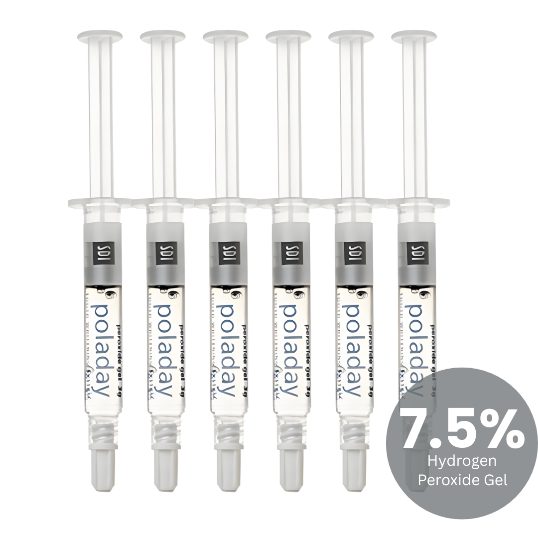 SDI Pola Day 7.5% Hydrogen Peroxide Teeth Whitening Gel: 1.3ml Refill Syringes Advanced Tooth Whitening System with Clear Zipper Pouch