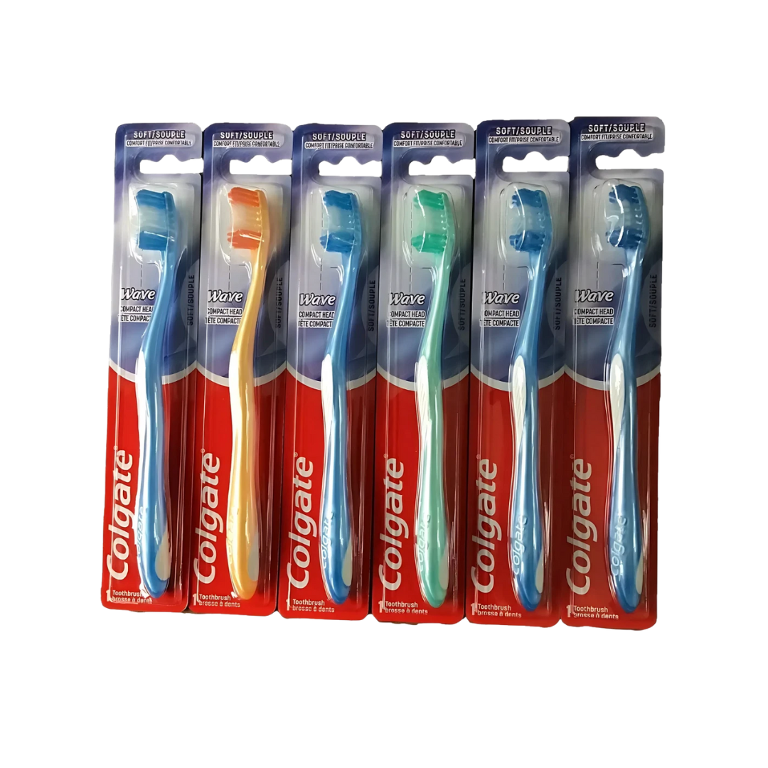Colgate Wave Adult Toothbrushes, Soft, Compact Head Assorted Colors