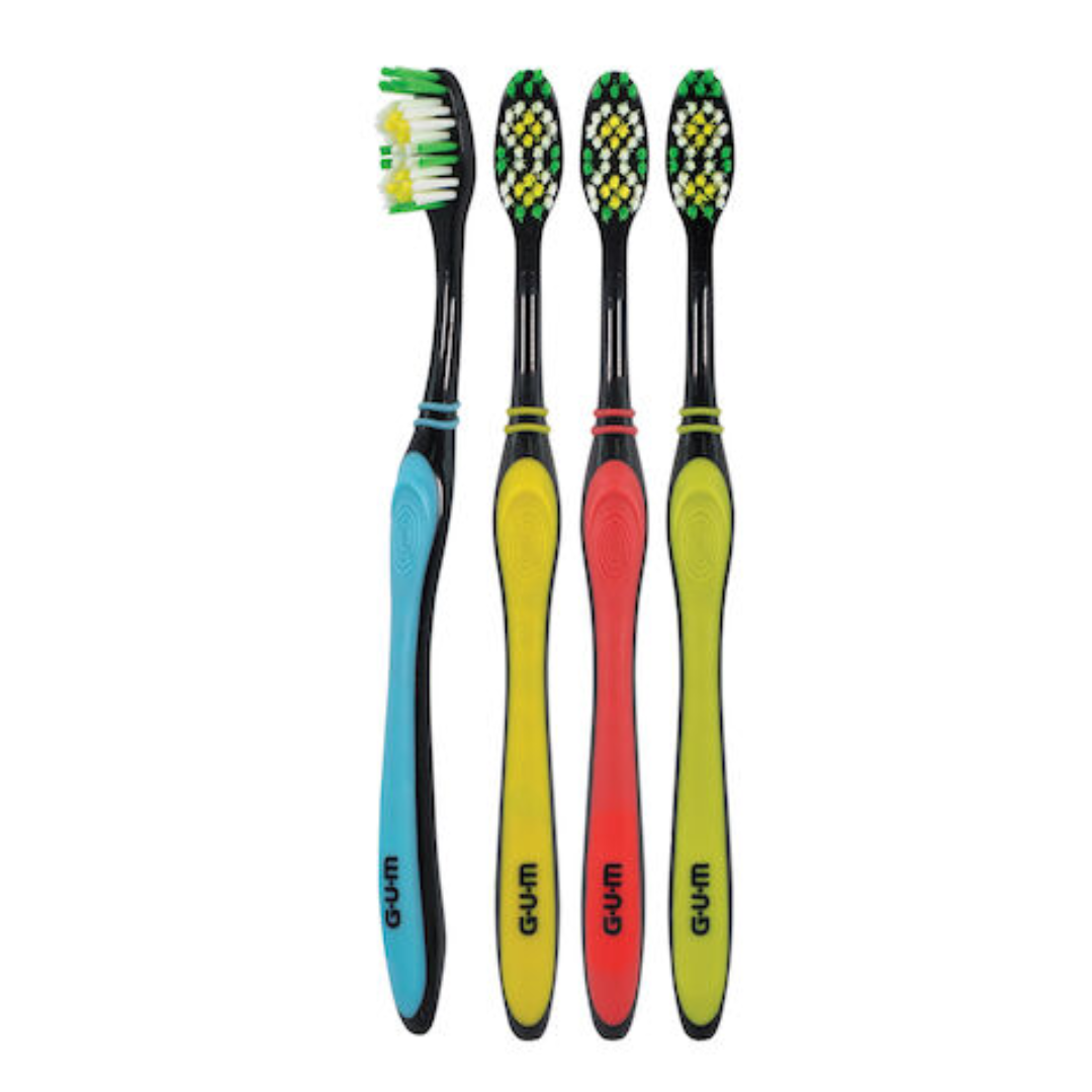 GUM 135 Multi-Clean Toothbrush, Soft, Between Full and Compact Head Size with Built-in Tounge Cleaner