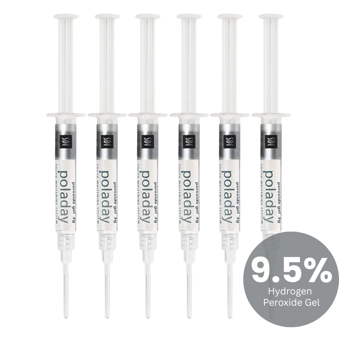 Pola Day 9.5% Hydrogen Peroxide Gel: Teeth Whitening Gel 1.3ml Refill Syringes Advanced Tooth Whitening System with Clear Zipper Pouch