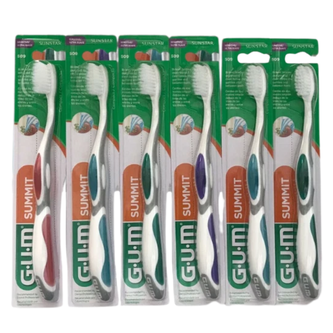GUM 509 Summit Toothbrush: Compact Head, Sensitive Tapered Bristles Toothbrush