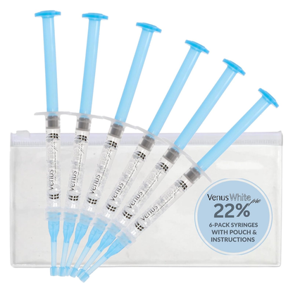 Venus White Pro 22% Carbamide Peroxide Whitening Gel: 1.2ml Syringe Refill Syringes with Clear Zipper Pouch