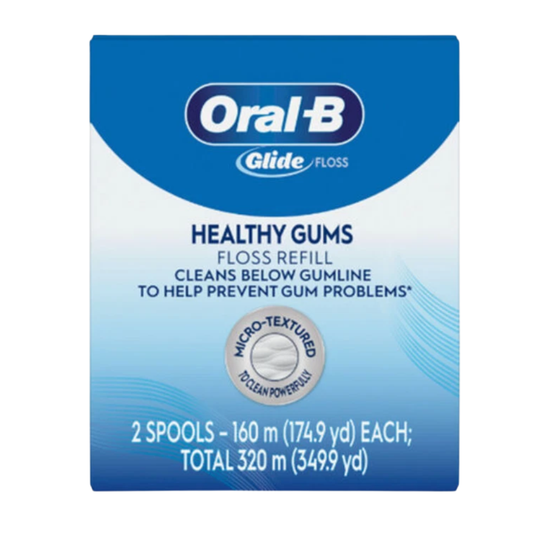 Oral-B Glide Floss Refills, 2 Spools - Unflavored, Micro Textured New Version