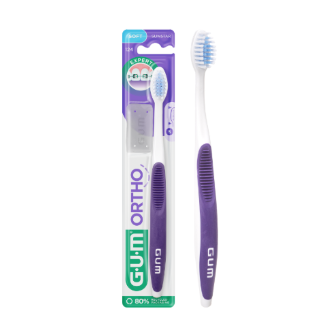 GUM 124 Orthodontic Toothbrush: 30 Tufts, Soft Bristles