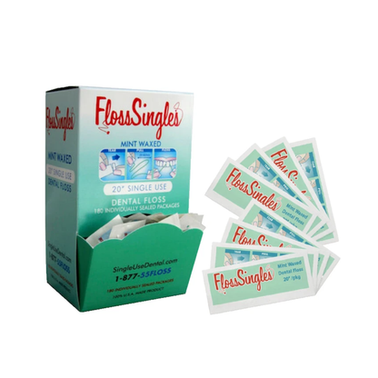 Floss Singles Dispenser Box: Single Use Floss, Individually Wrapped, 200-Count