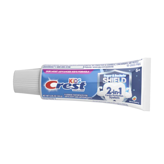Crest Kids Sugar + Bacteria Shield Toothpaste 0.85oz: Strawberry Flavor Kids Travel-Sized Toothpaste