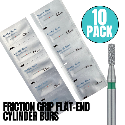 10 Pack: Flat End Cylinder FG Dental Diamond Burs