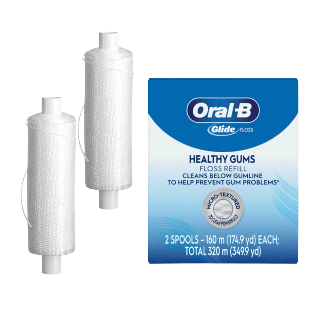 Oral-B Glide Floss Refills, 2 Spools - Unflavored, Micro Textured New Version