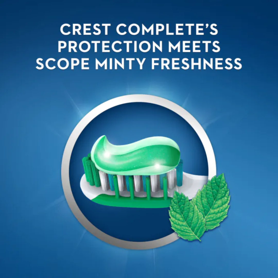 Toothpaste Scope Rectangular Prism Crest Complete Whitening plus Scope Toothpaste 0.85oz: Minty Fresh fla ...