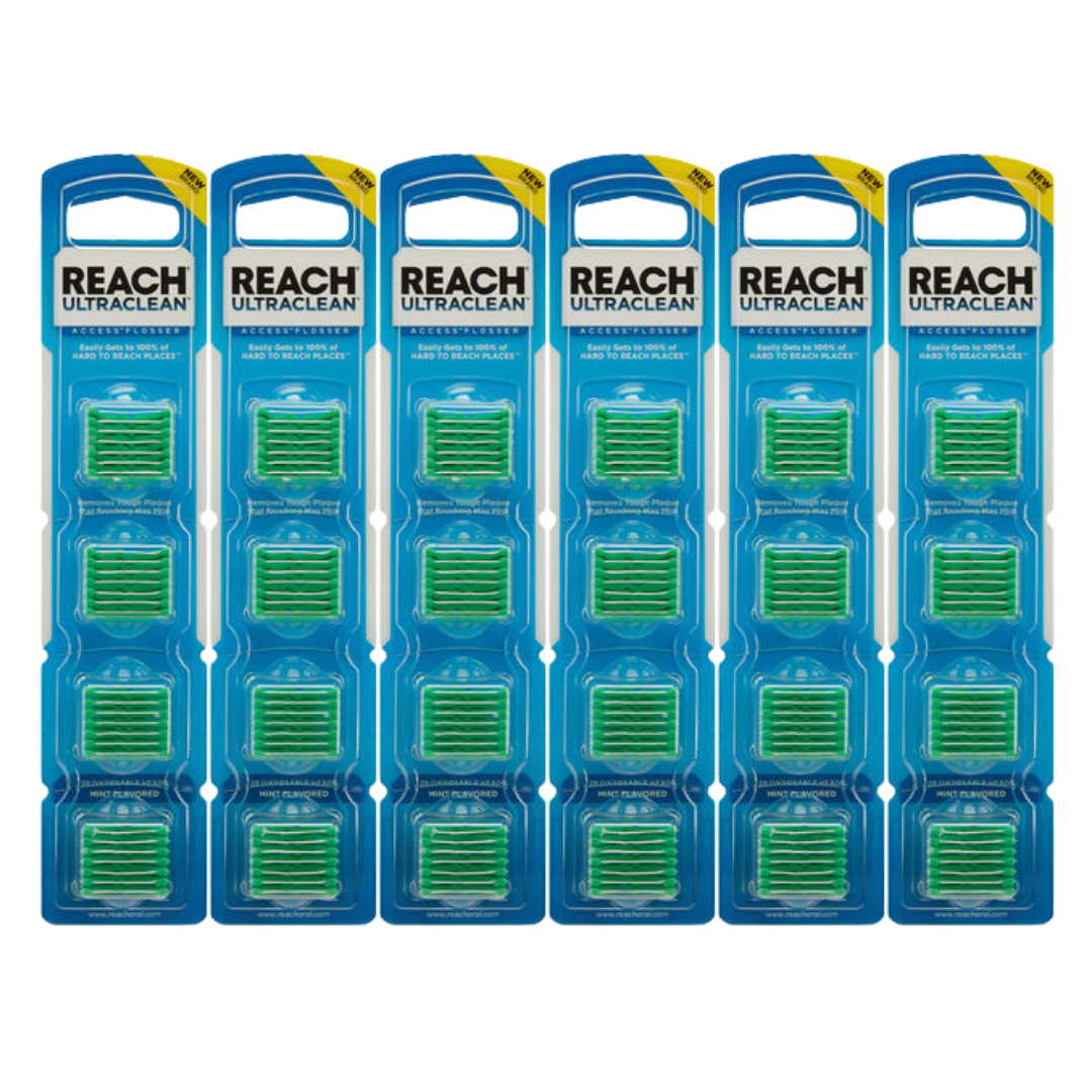 REACH Ultraclean Access Flosser Refill Heads: Mint Waxed Flavor Floss Head 28/Count per Pack