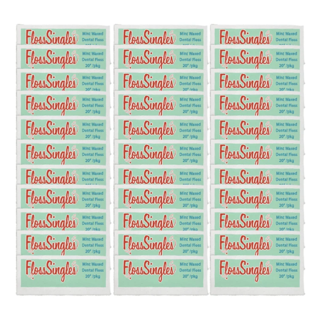Floss Singles Dispenser Box: Single Use Floss, Individually Wrapped, 200-Count