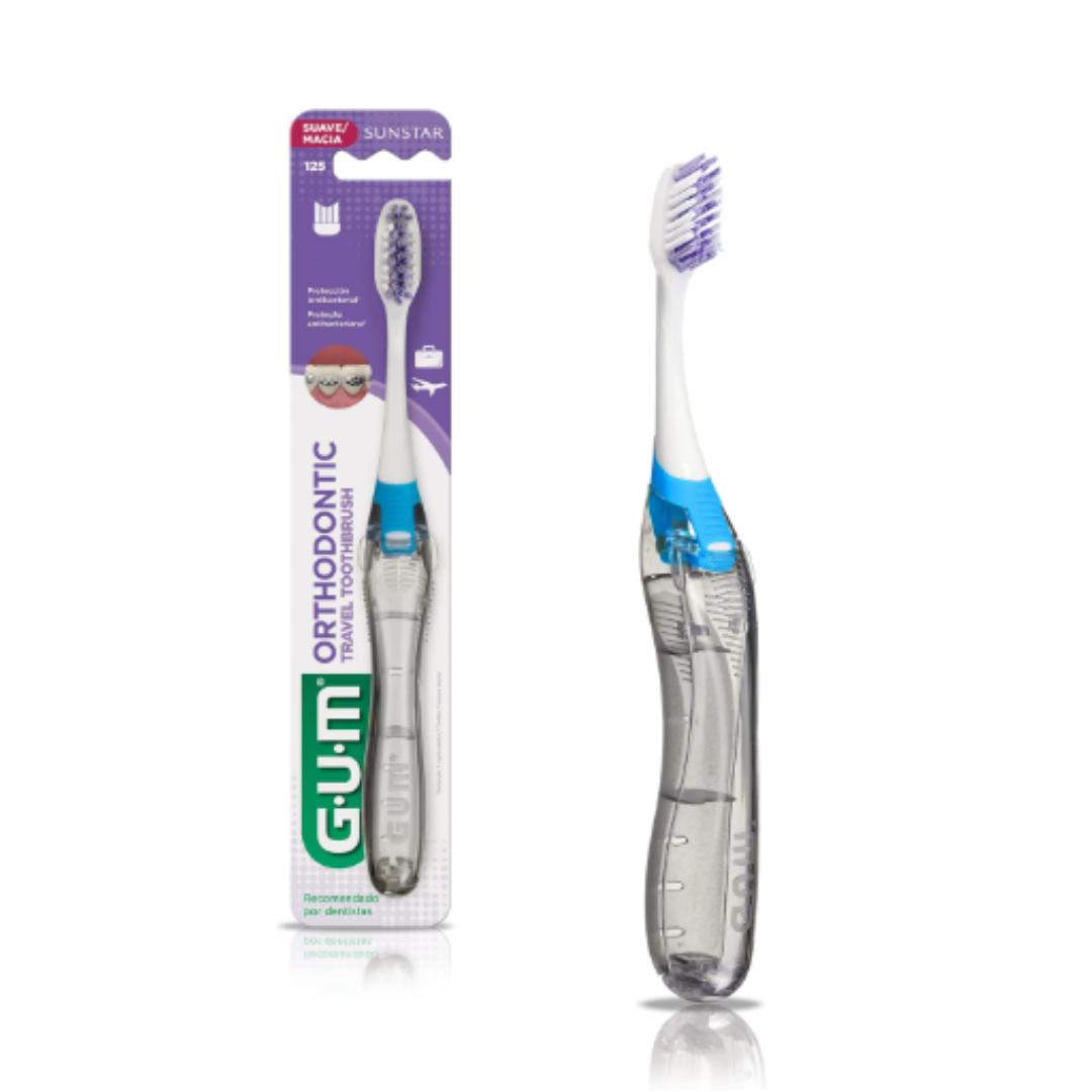 GUM 125 Orthodontic Travel V-Trim Toothbrush: Soft Bristles, Compact Head