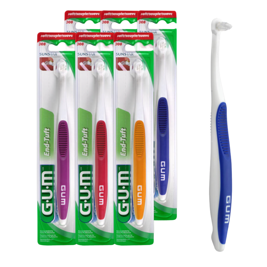 GUM 308 End-Tuft Toothbrush: Small Head, Tapered Trim