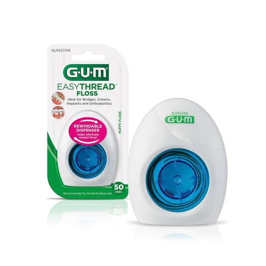GUM EasyThread Floss with Dispenser for Braces, Implants & Bridges Unwaxed