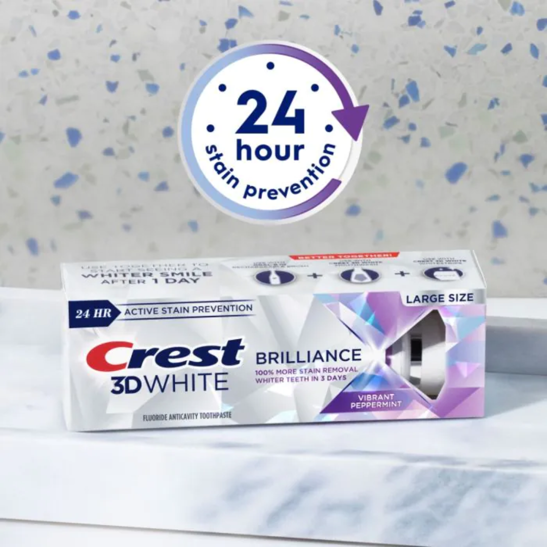 Crest 3DWhite Brilliance Fluoride Anticavity Toothpaste 0.85oz: Vibrant Peppermint Flavor