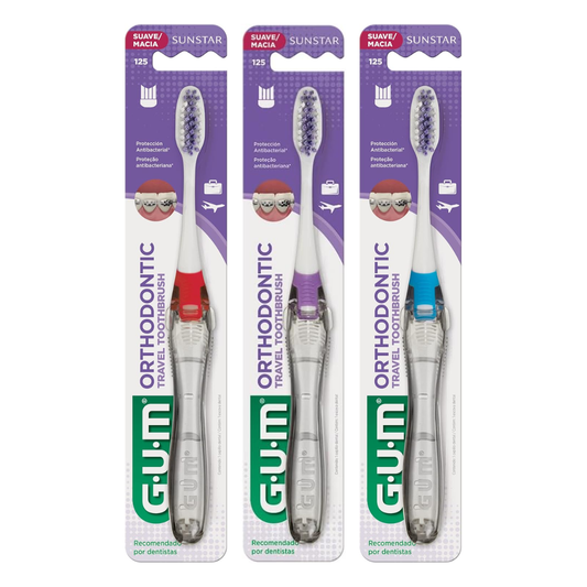 GUM 125 Orthodontic Travel V-Trim Toothbrush: Soft Bristles, Compact Head