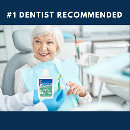 Fixodent w/ Scope Denture Adhesive Powder Bundle: 2 Pack + Denture Brush Included
