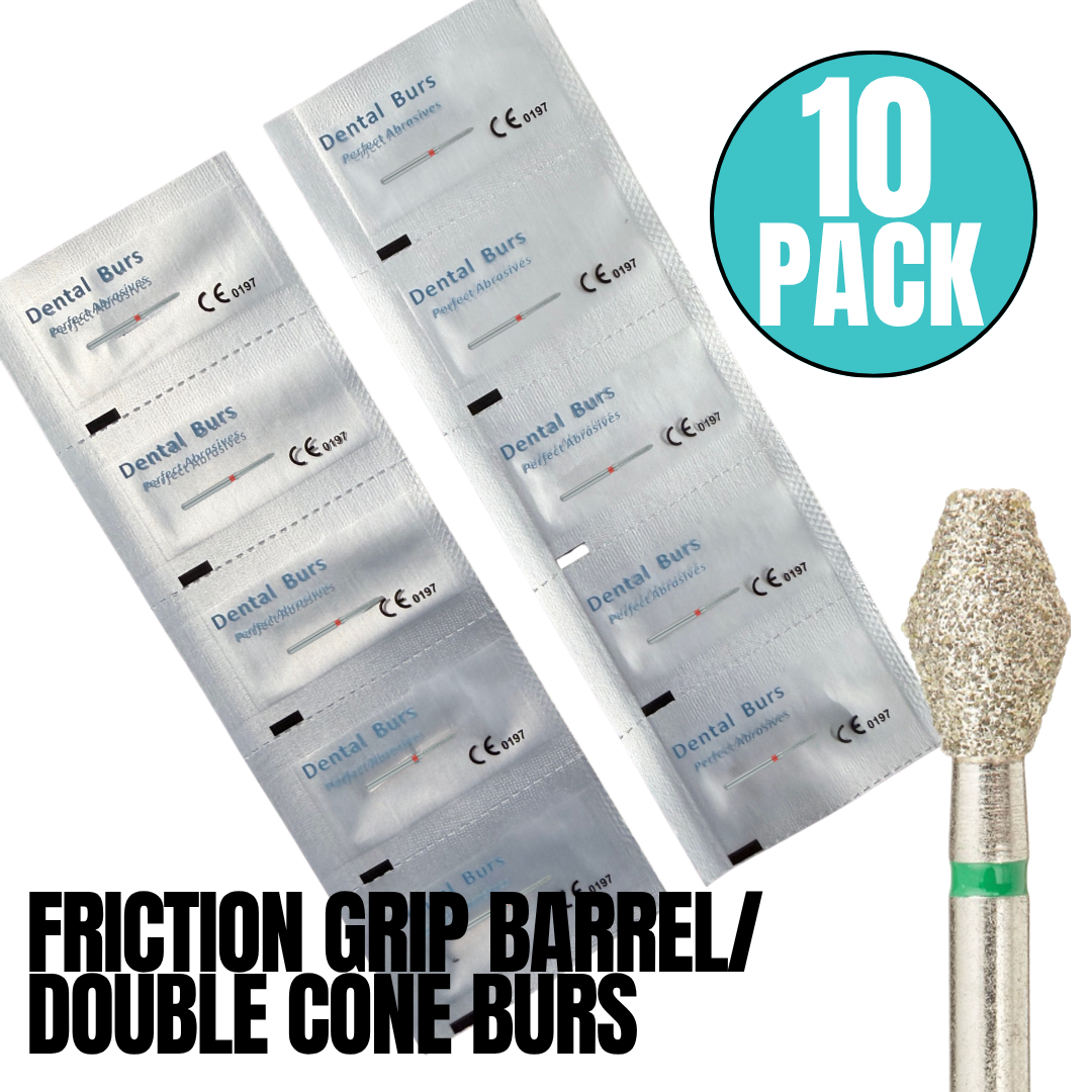 10 Pack: Barrel/Double Cone FG Dental Diamond Burs
