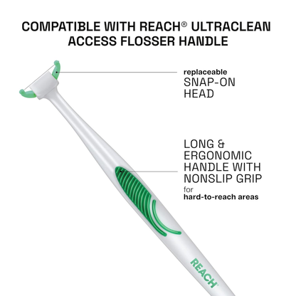 REACH Ultraclean Access Flosser Refill Heads: Mint Waxed Flavor Floss Head 28/Count per Pack