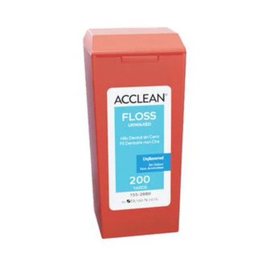 Acclean Unwaxed Dental Floss, 200 yards, Flip Top Durable Dispenser, Unflavored