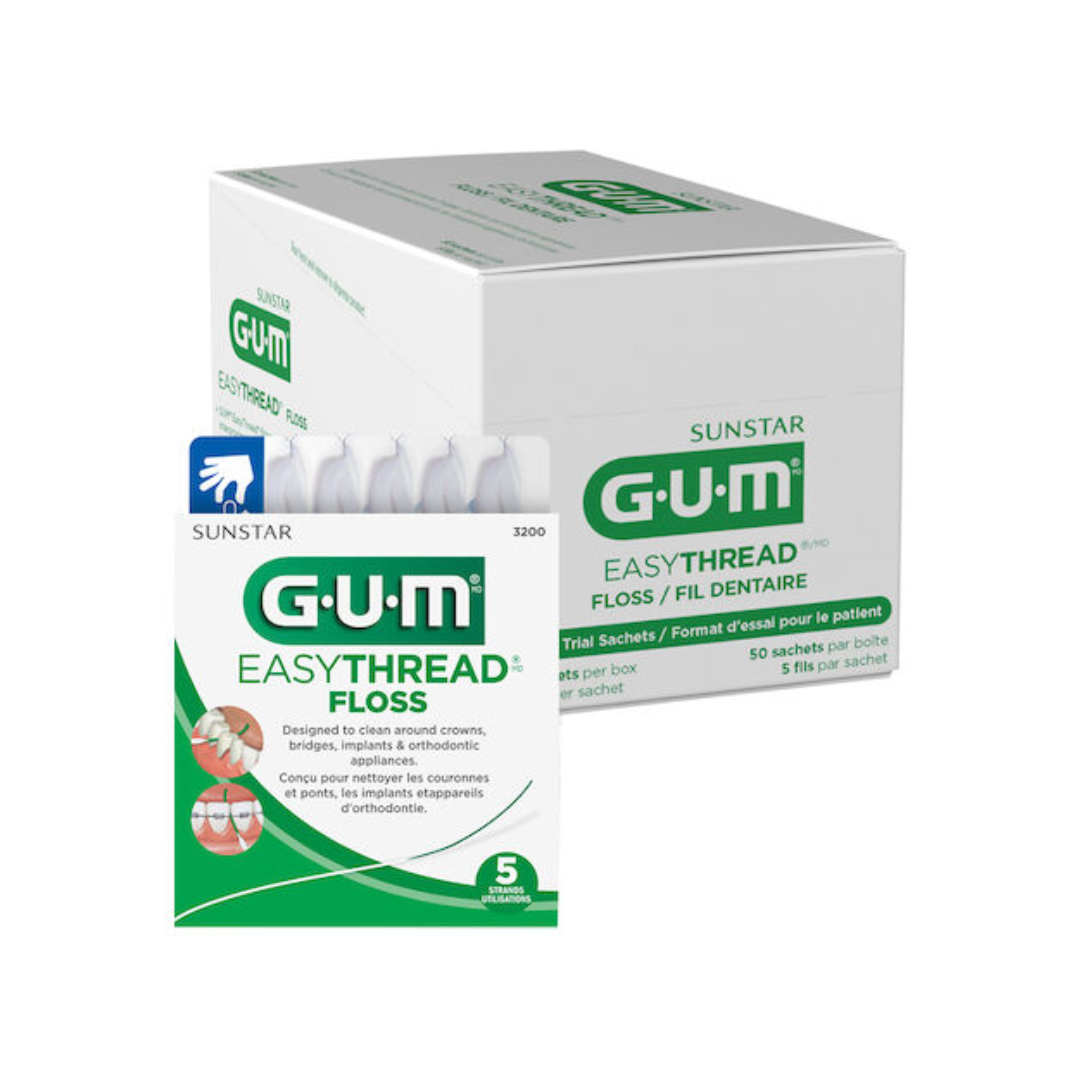 GUM EasyThread Double Ended Floss Threader Dental Floss Sample Pack 50/Box