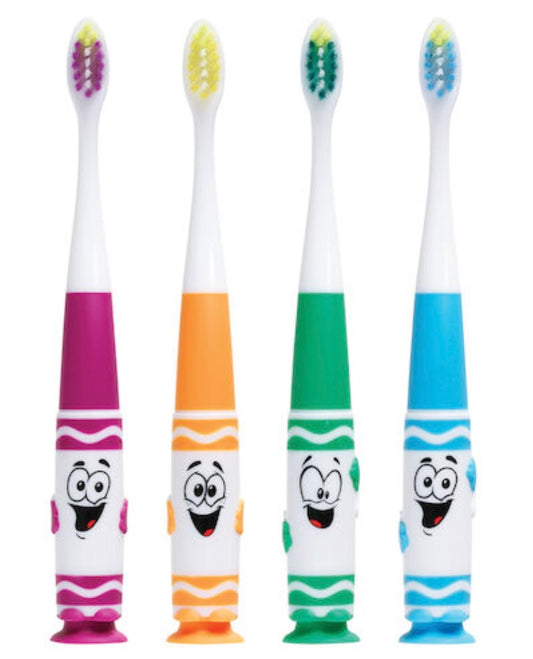 GUM 232 Crayola Pip-Squeak Suction Cup Toothbrush: Narrow/Tapered Head, Sensitive Bristles