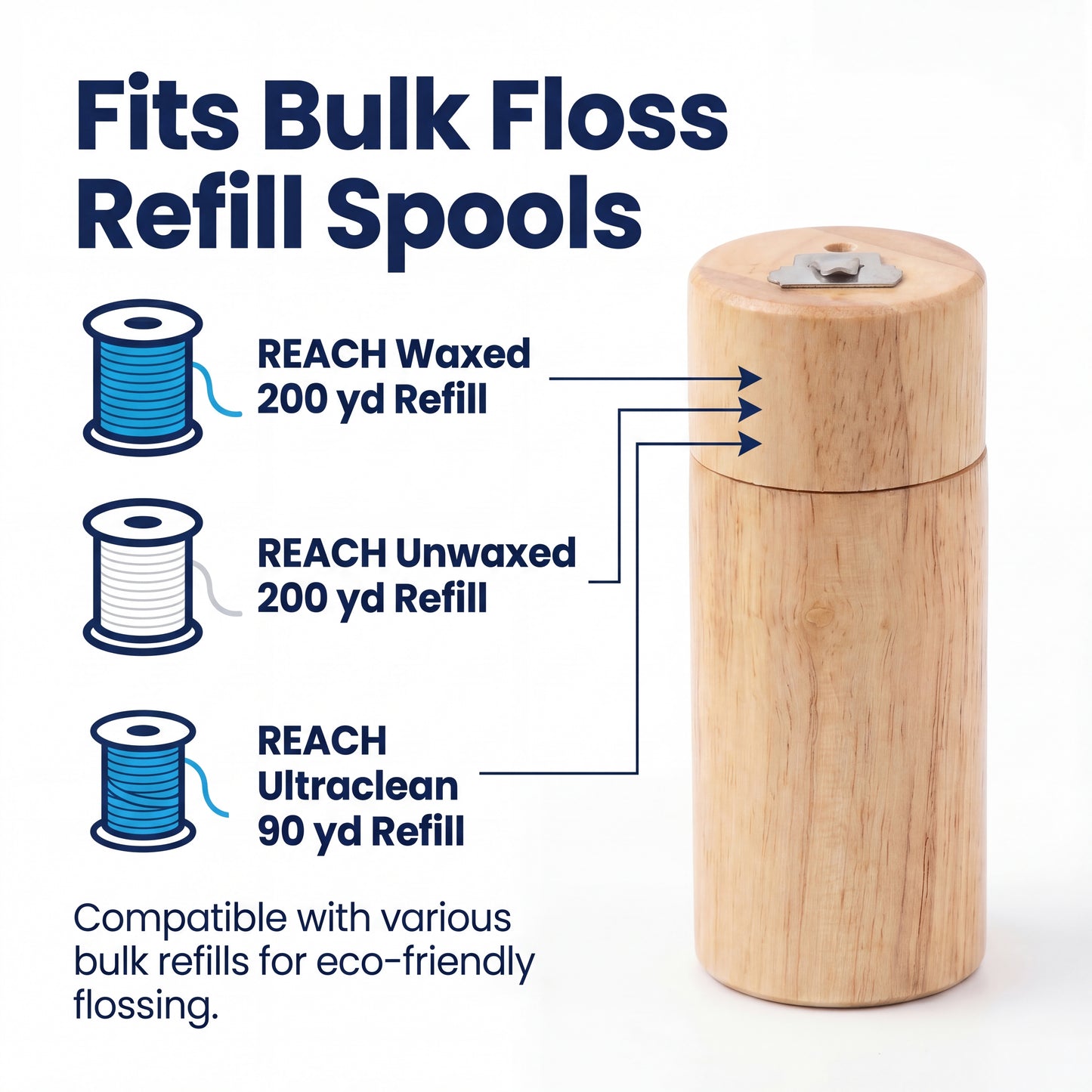 Bamboo Floss Dispenser - Compatible with REACH Bulk Floss Refills