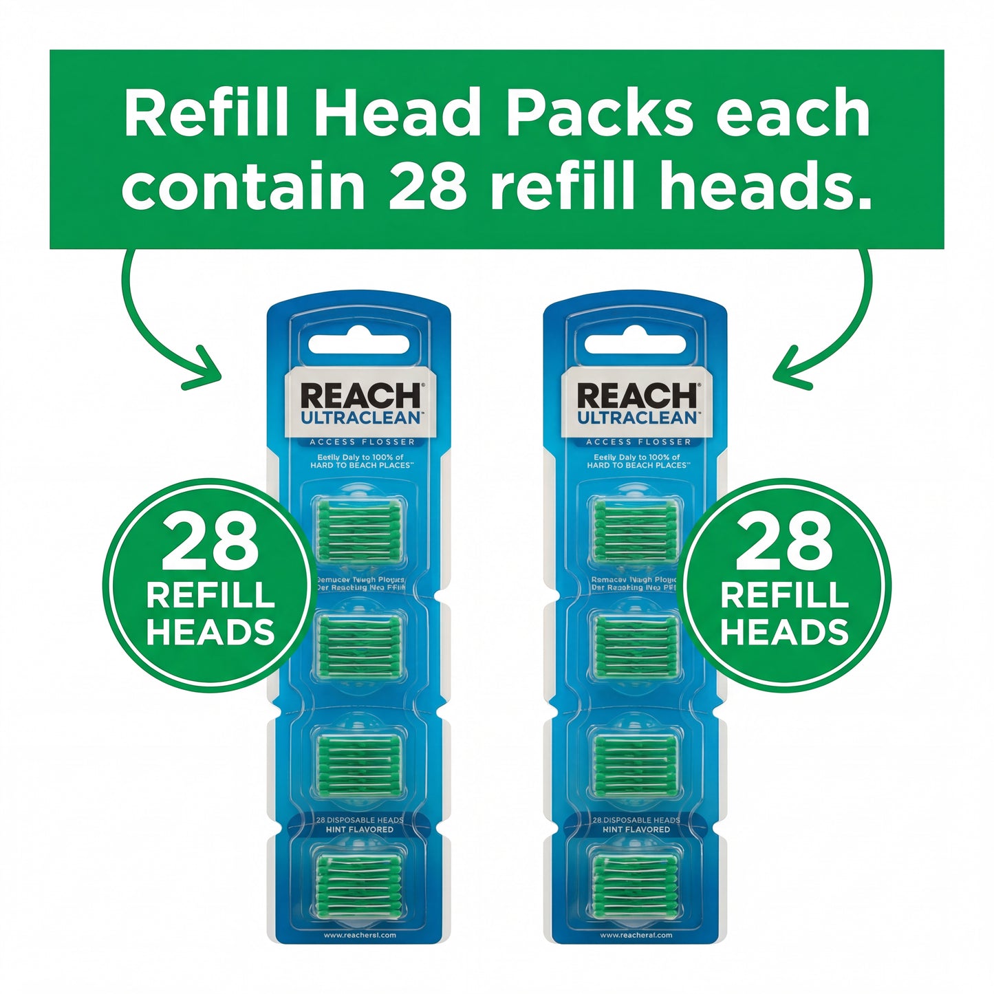 REACH Ultraclean Starter Pack: Access Flosser Handle & Refill Heads Bundle