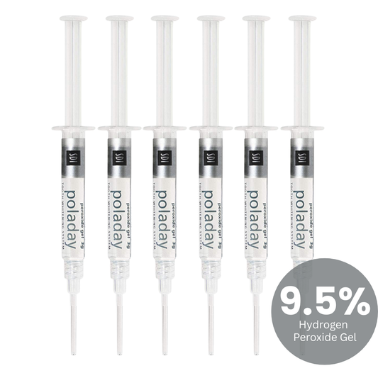 Pola Day 9.5% Hydrogen Peroxide Gel: Teeth Whitening Gel 1.3ml Refill Syringes Advanced Tooth Whitening System with Clear Zipper Pouch