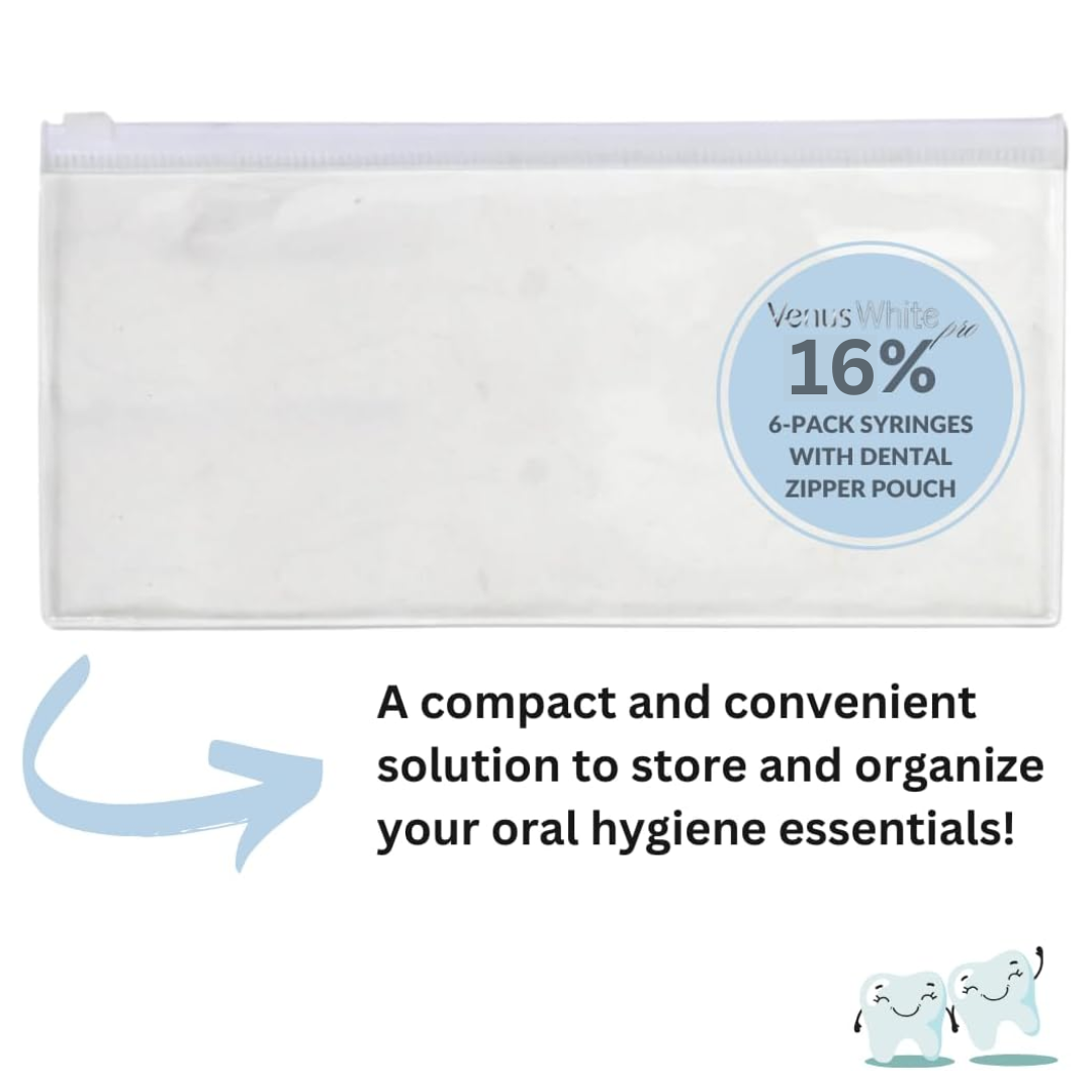 Venus White Pro 16% Carbamde Peroxide Teeth Whitening Gel: 1.2ml Syringe Refill Syringes with Clear Zipper Pouch